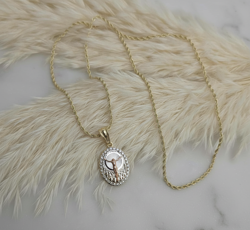 Jesus Medallion Rope Necklace