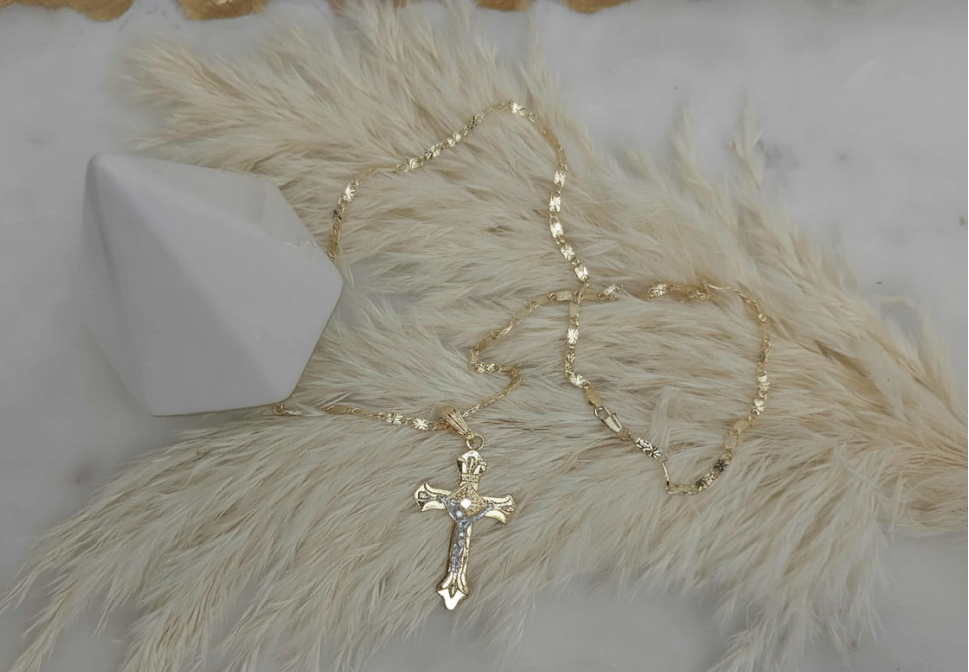 Crucifix Cross Mirror Chain Necklace