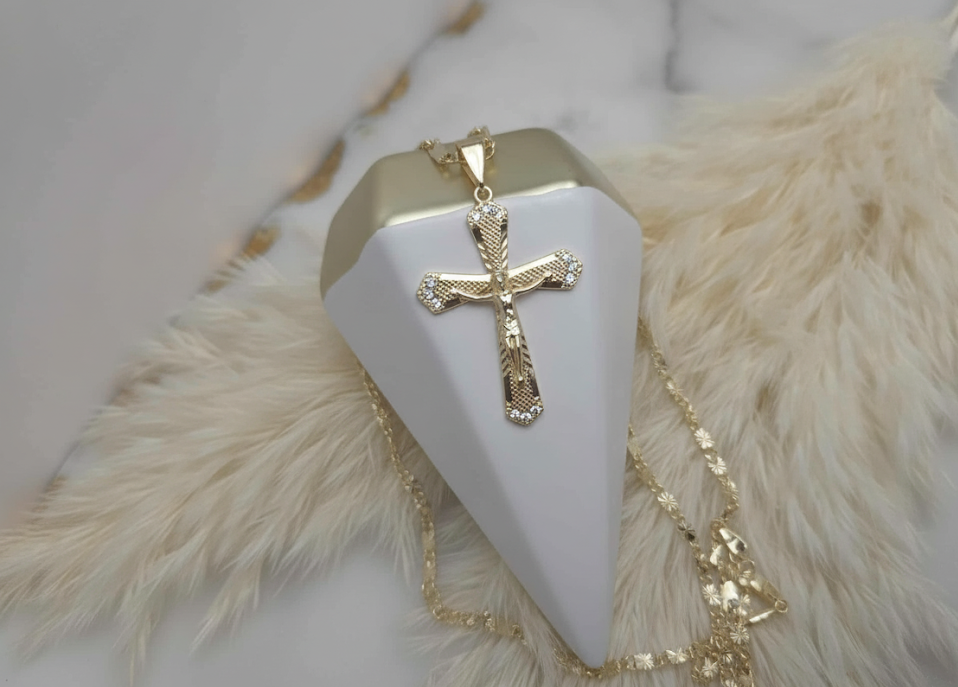Religious Cross Criss Cut Mirror Necklace