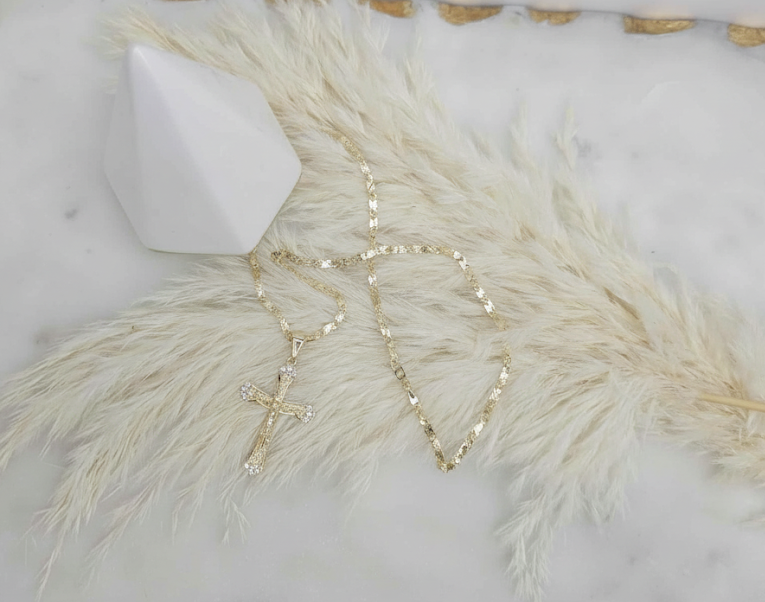 Religious Cross Criss Cut Mirror Necklace