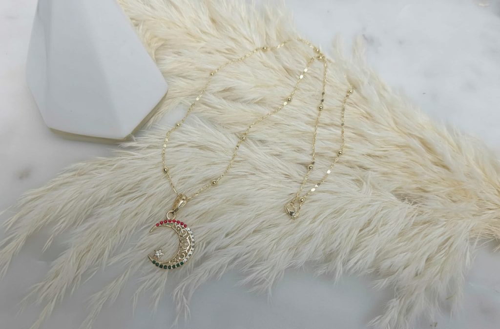 Filigree Moon Ball Chain Necklace