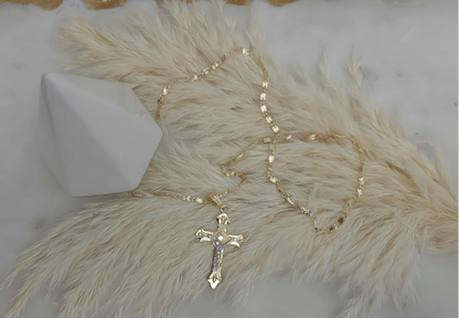 Crucifix Cross Mirror Chain Necklace