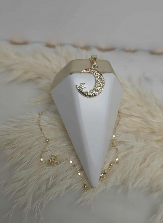 Filigree Moon Ball Chain Necklace